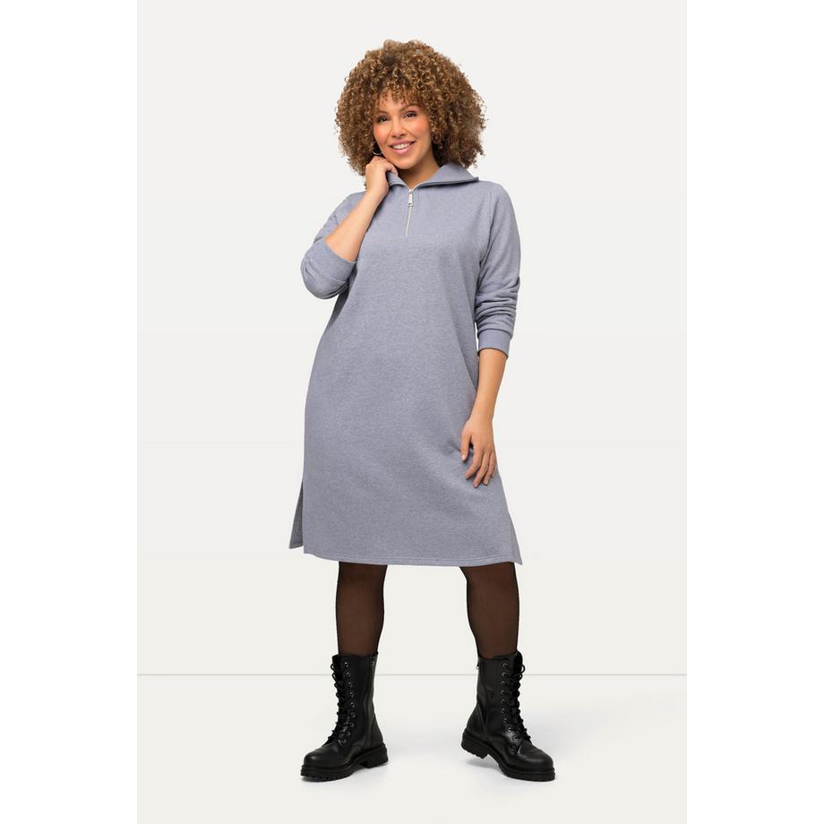 Ulla Popken Abito di felpa Collo polo Cerniera Maniche lunghe  