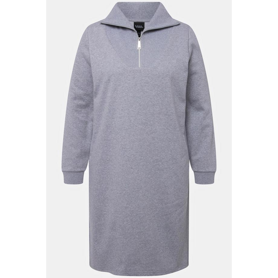 Ulla Popken Abito di felpa Collo polo Cerniera Maniche lunghe  