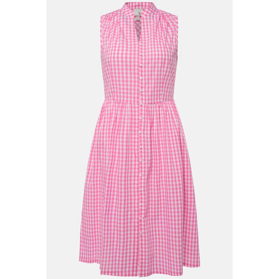 Ulla Popken Abito Trachten Quadri Scollo a V Senza Maniche con Tasche  