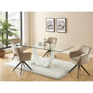 Vente-unique Sedia girevole con braccioli in Velluto e Metallo Nero Beige - Lotto di 2 - KONYA  