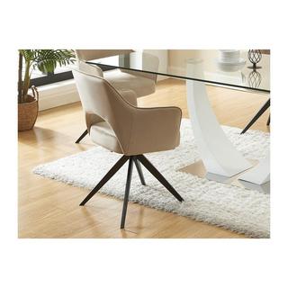 Vente-unique Lot de 2 chaises pivotantes avec accoudoirs en velours et métal noir - Beige - KONYA  