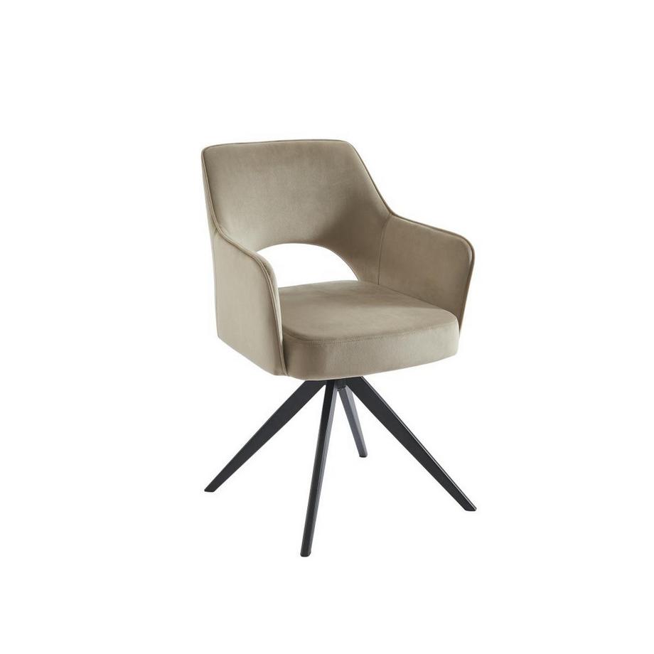 Vente-unique Drehstuhl 2er-Set mit Armlehnen - Samt &es Metall - Beige - KONYA  