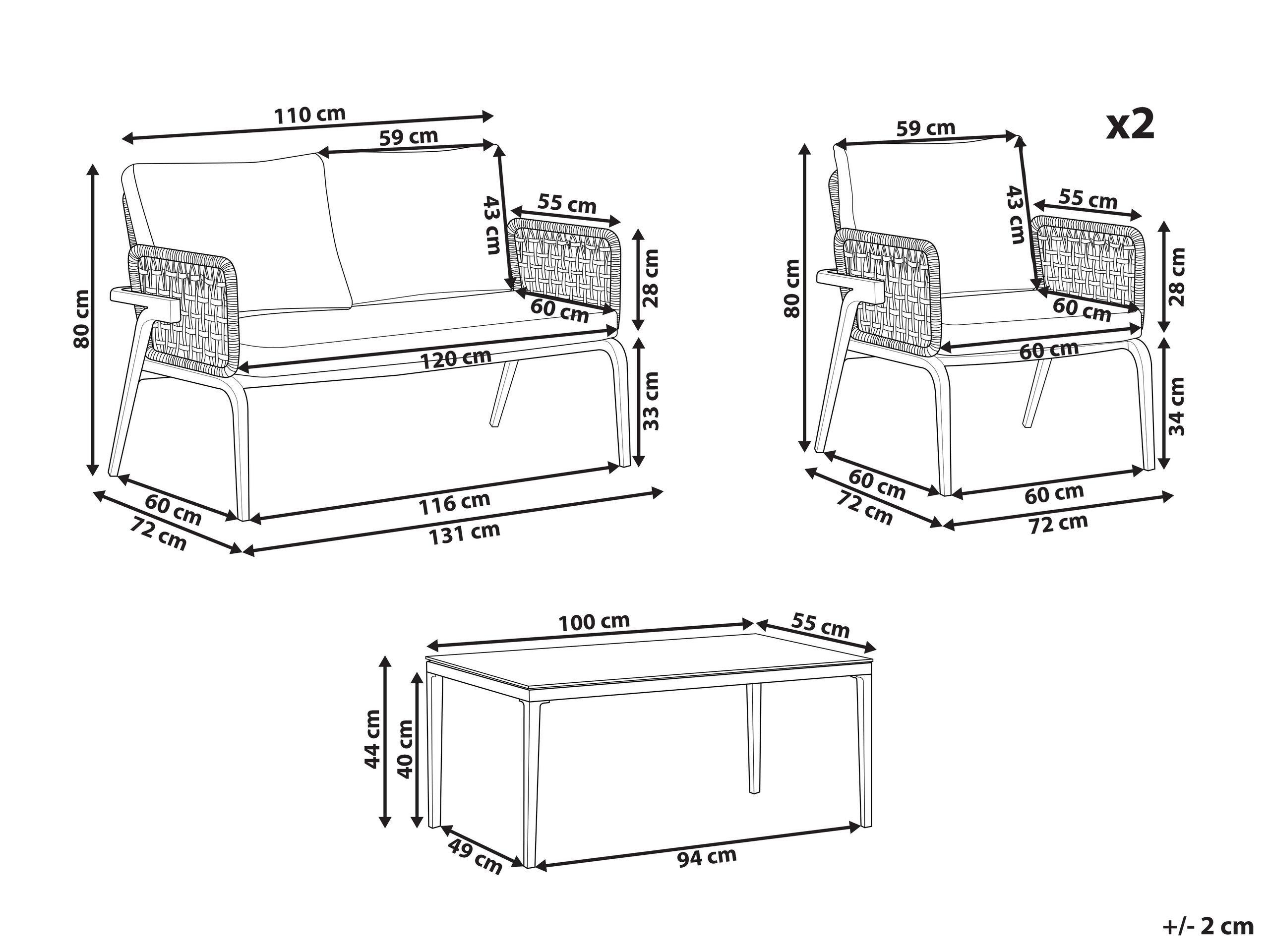 Beliani Set lounge pour jardin en Aluminium Moderne SCIACCA  