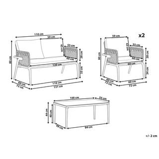 Beliani Set lounge pour jardin en Aluminium Moderne SCIACCA  