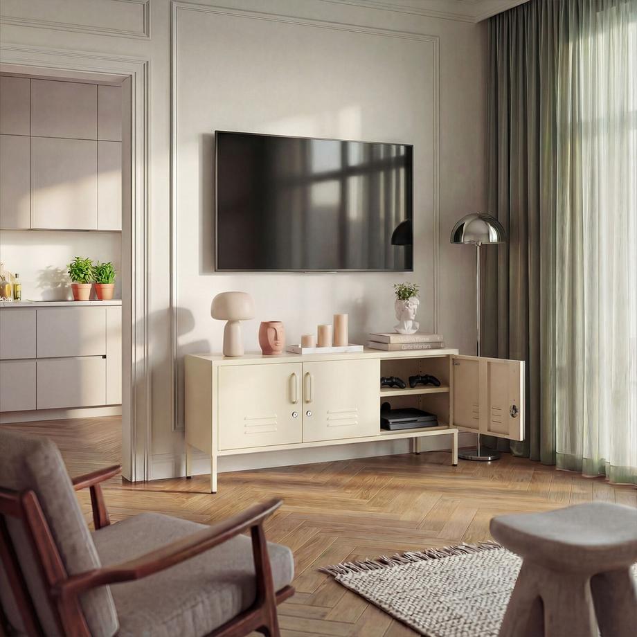 Tectake Sideboard Baker, Magnetverschluss, verstellbarer Zwischenboden, einzeln abschliessbar, drei Türen  