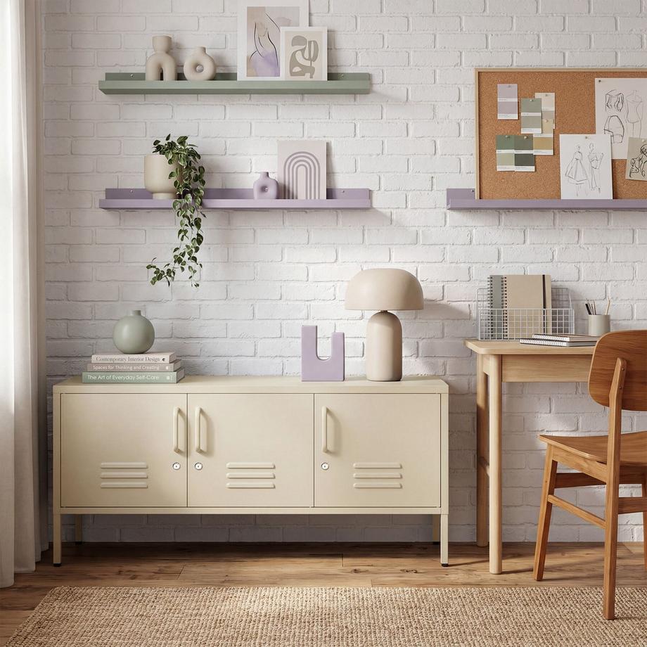 Tectake Sideboard Baker, Magnetverschluss, verstellbarer Zwischenboden, einzeln abschliessbar, drei Türen  