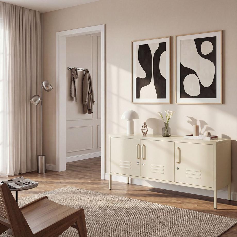 Tectake Sideboard Baker, Magnetverschluss, verstellbarer Zwischenboden, einzeln abschliessbar, drei Türen  