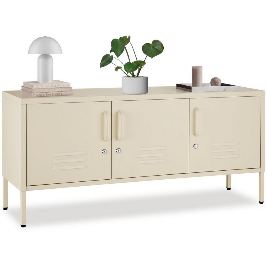Tectake Sideboard Baker, Magnetverschluss, verstellbarer Zwischenboden, einzeln abschliessbar, drei Türen  