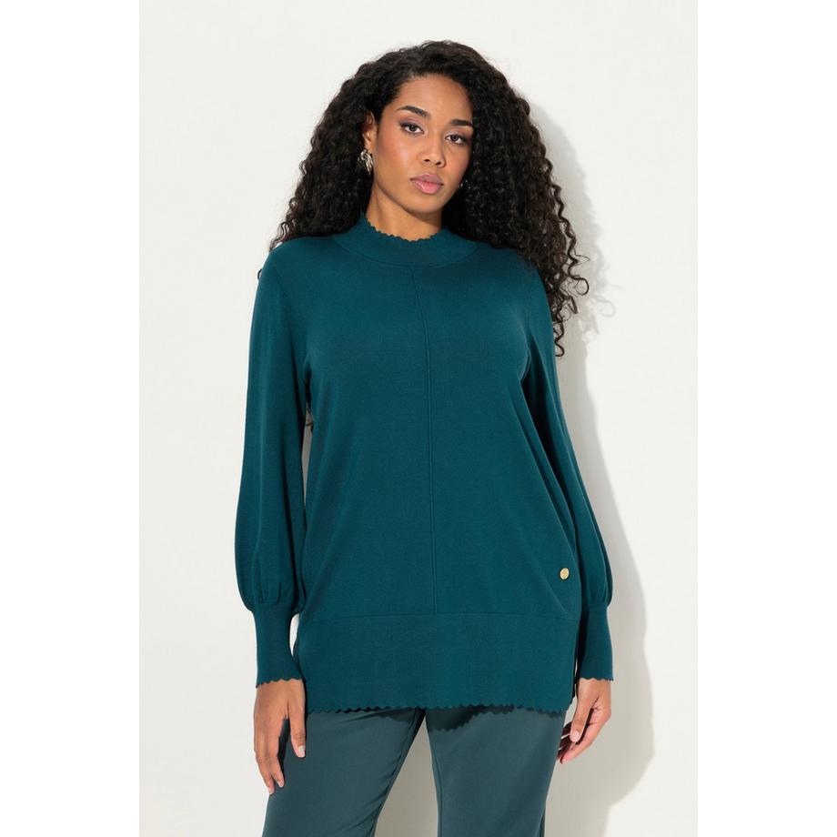 Ulla Popken Maglione Orlo a Cappette Collo Alto Maniche Lunghe  