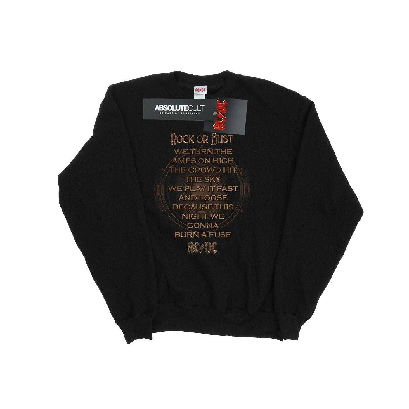 Image of Acdc Rock Or Bust Lyrics Sweatshirt Damen Schwarz XXL