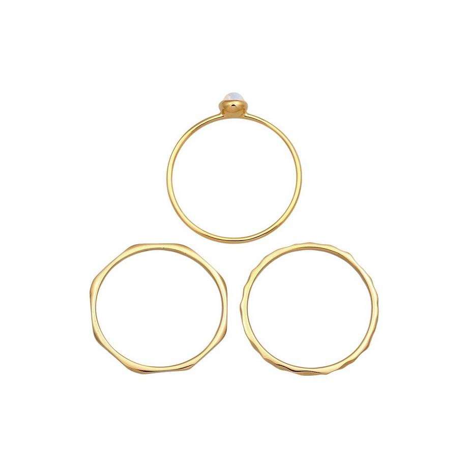 Elli  Bague Solitär Mondstein 3Er Ring Set 375 Gelbgold 