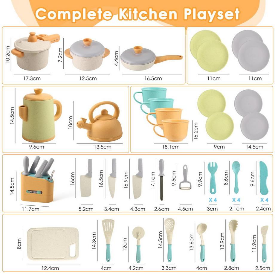 Activity-board  Accessoires de cuisine pour enfants, cuisine de boue en plein air pour enfants, accessoires de cuisine pour jeux, set de casseroles pour jeux de rôle 