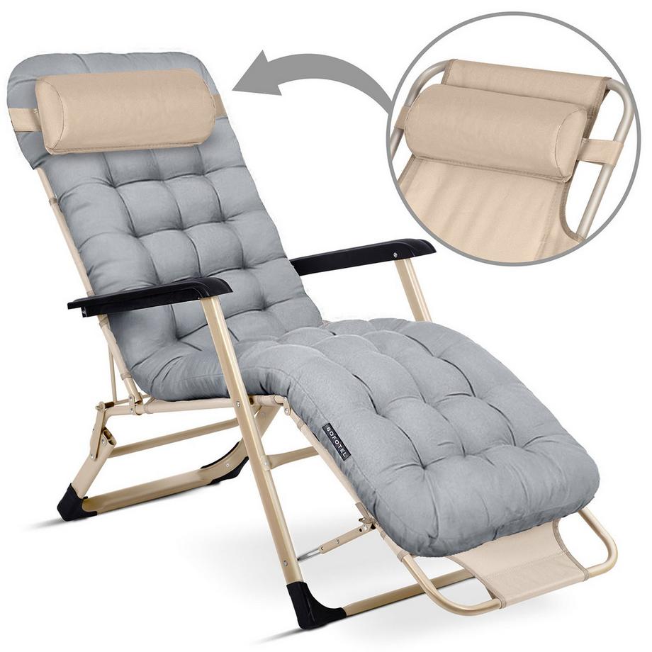 B2X Klappbare Gartenliege mit Kissen-Set, 2er-Pack  