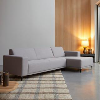 Tikamoon Ecksofa mit Eckelement rechts und taupegrauem Stoffbezug 300 × 150 cm ,5-Sitzer Lars  