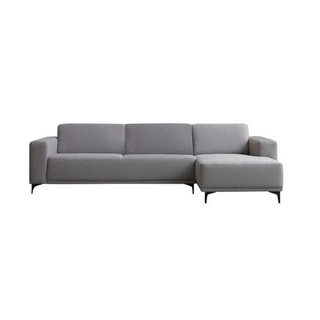 Tikamoon Ecksofa mit Eckelement rechts und taupegrauem Stoffbezug 300 × 150 cm ,5-Sitzer Lars  