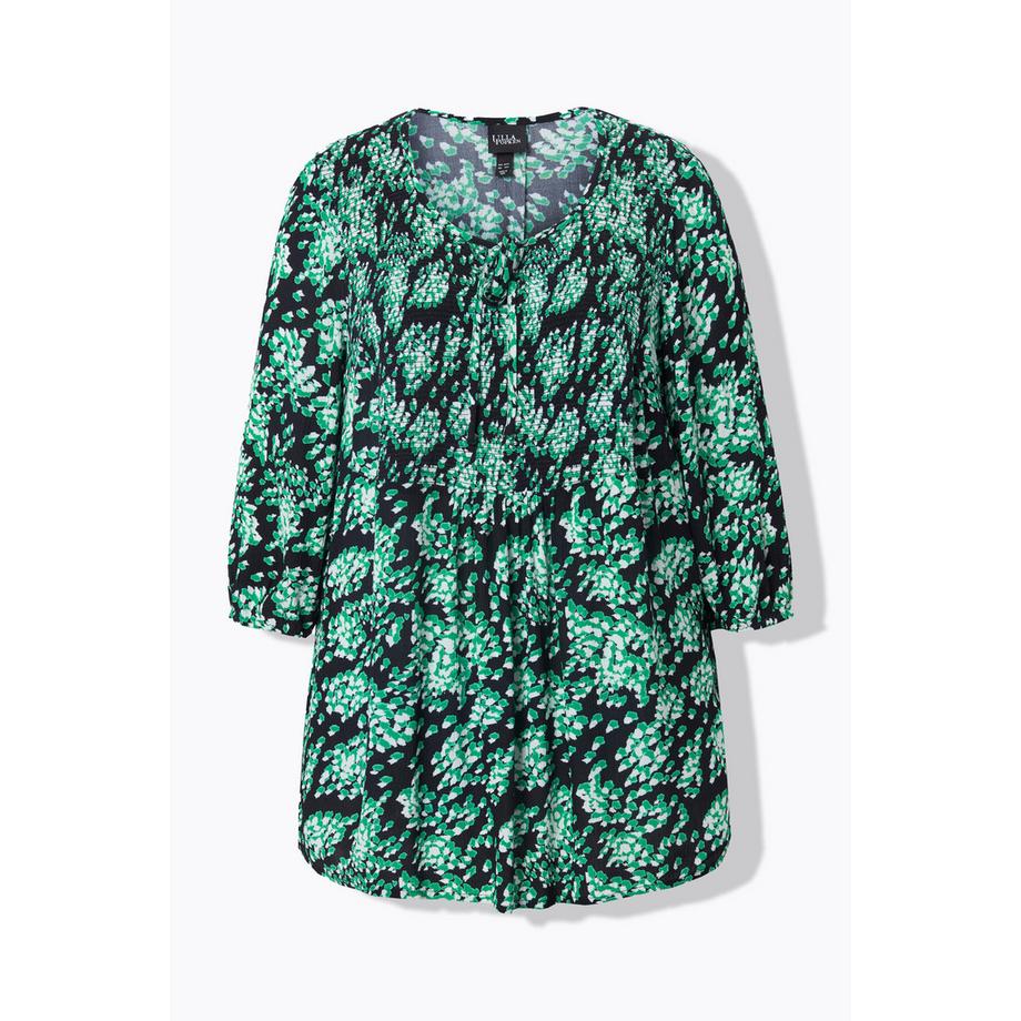 Ulla Popken Blusa Smock Stampa All Over Linea ad A Girocollo  