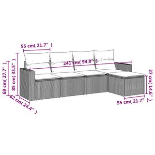 VidaXL Ensemble de canapés de jardin rotin synthétique  