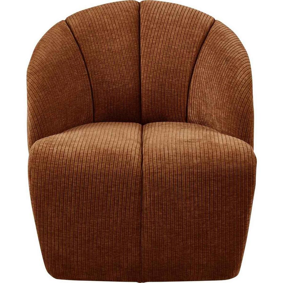 mutoni Fauteuil Mojo pivotant tissu côtelé marron rouille  