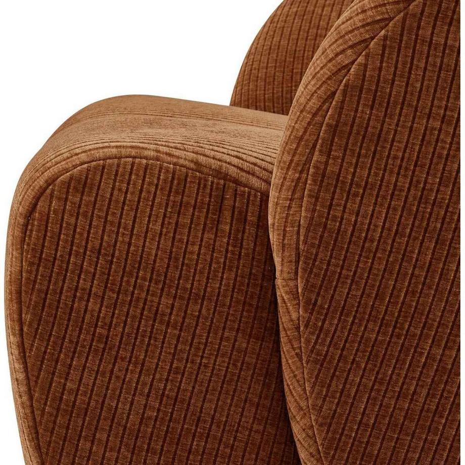 mutoni Fauteuil Mojo pivotant tissu côtelé marron rouille  