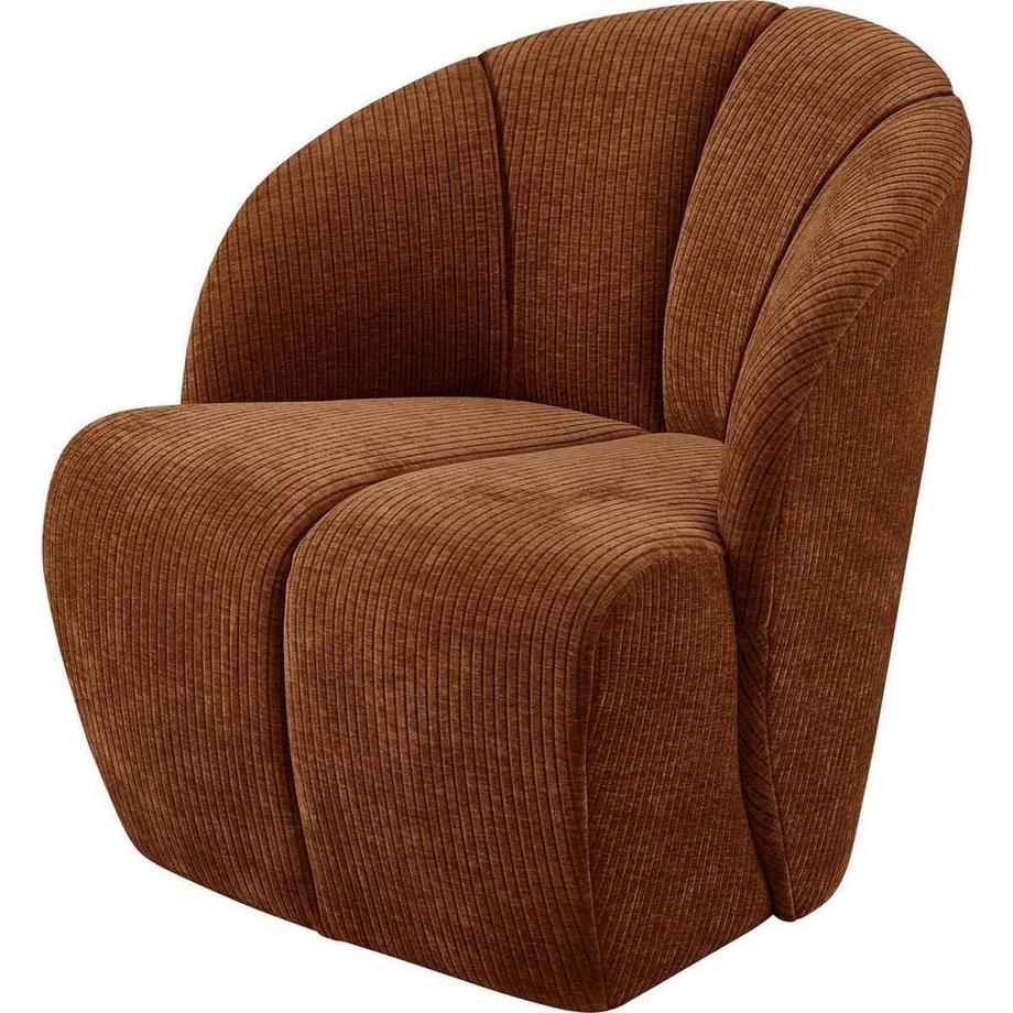 Fauteuil Mojo pivotant tissu côtelé marron rouille