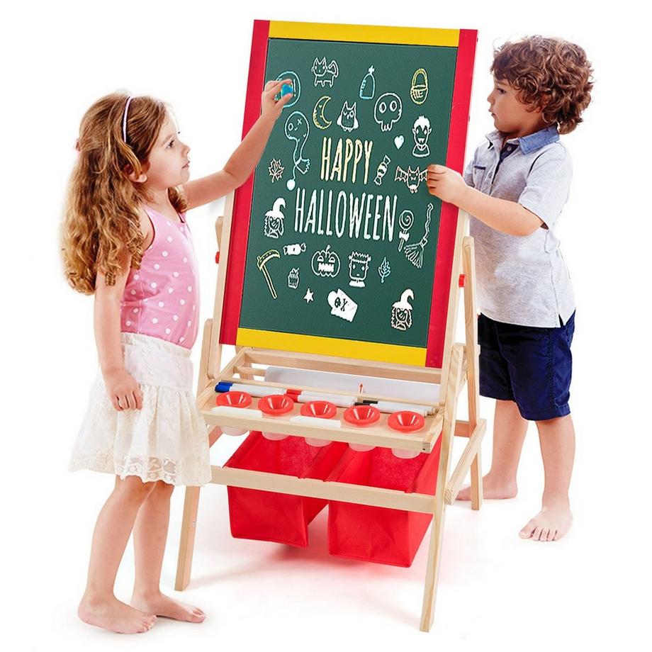 Northix  3 in 1 Kinder Staffelei Kindertafel doppelseitig Whiteboard & Kreidetafel 52,5x51,5x106,5 cm 