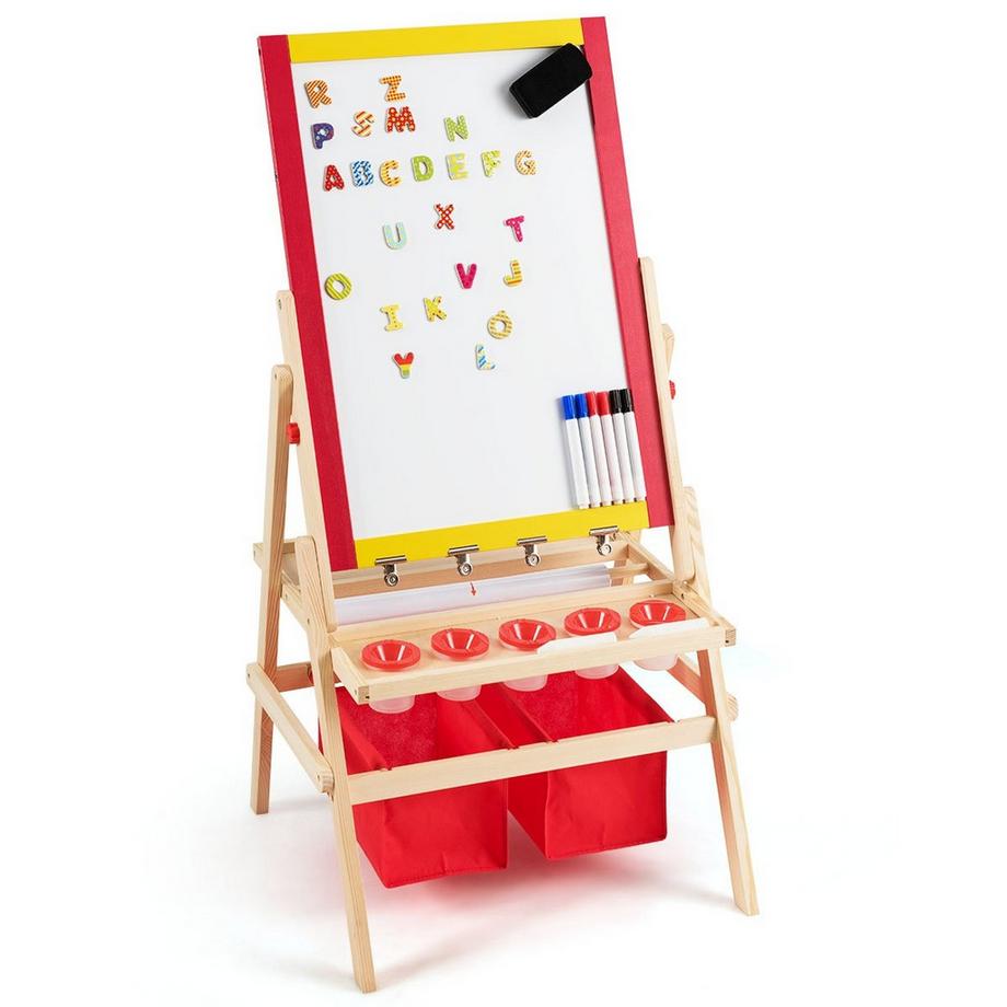 Northix  3 in 1 Kinder Staffelei Kindertafel doppelseitig Whiteboard & Kreidetafel 52,5x51,5x106,5 cm 
