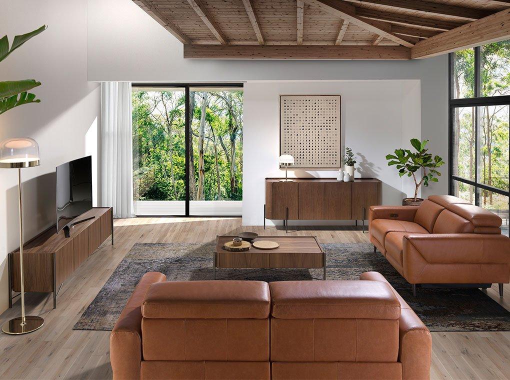 ANGEL CERDA TV-Ständer Nussbaum und dunkler Stahl  