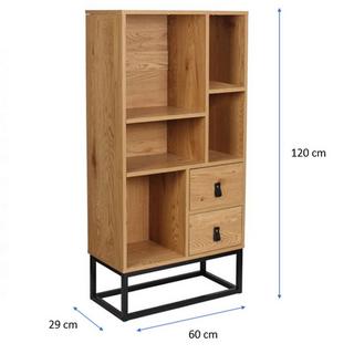 Calicosy Libreria in stile industriale 2 Cassetti 5 Scomparti H120 cm  