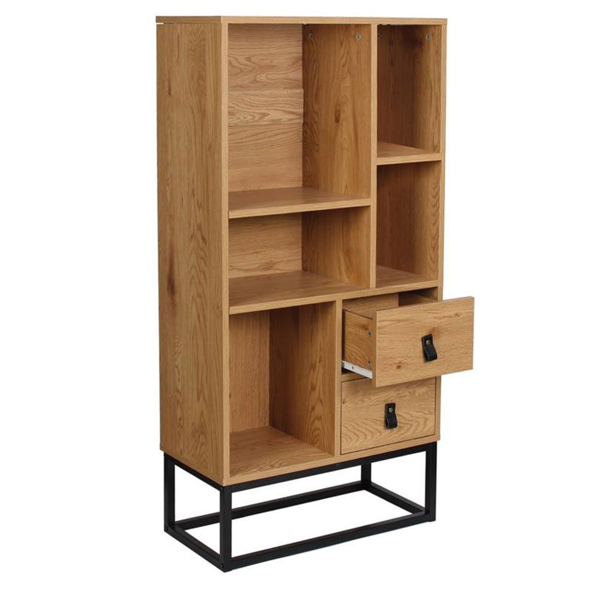 Calicosy Bücherregal mit 2 Schubladen 5 Ablagen H120 cm  