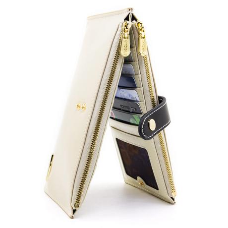 Only-bags.store Portafoglio in Vera Pelle Blocco RFID Porta Carte di Credito Cerniera  