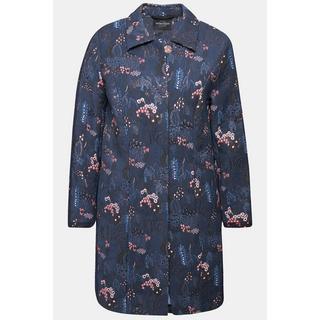 Ulla Popken  Veste Jacquard imprimé floral, col chemise et manches longues 