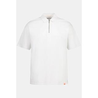 Sthuge  Maglia polo STHUGE di jersey con zip e mezze maniche bianco neve 