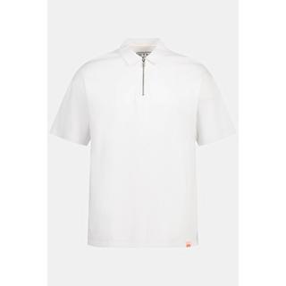 Sthuge  Maglia polo STHUGE di jersey con zip e mezze maniche bianco neve 