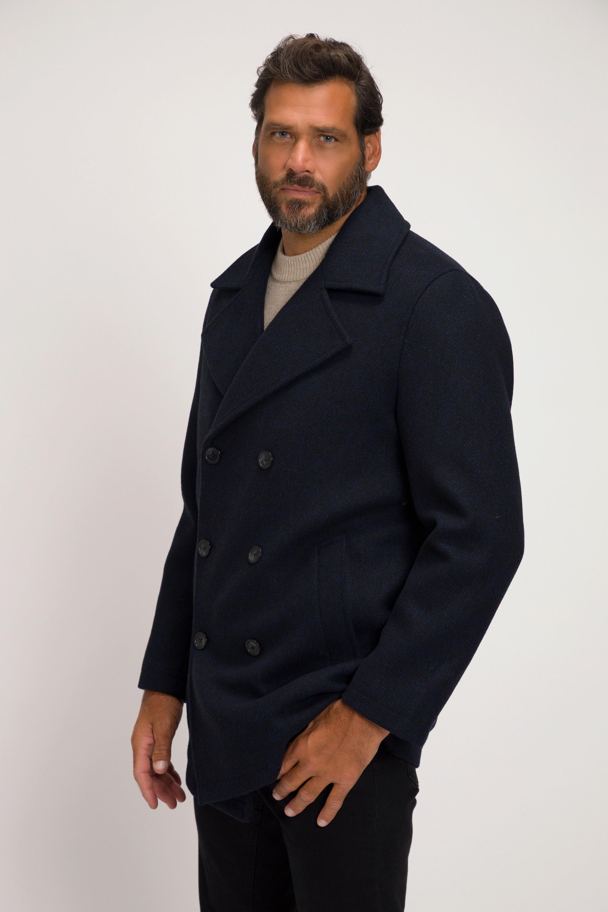 JP1880 Caban Wasserabweisender Wollmix Knopfleiste  