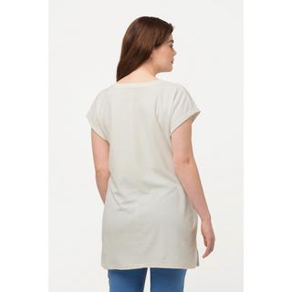 Ulla Popken  T-shirt en tissu éponge de coton bio. Col rond et manches courtes. 