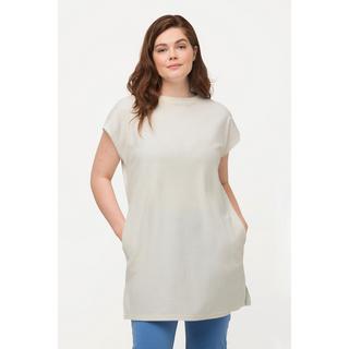 Ulla Popken  T-shirt en tissu éponge de coton bio. Col rond et manches courtes. 