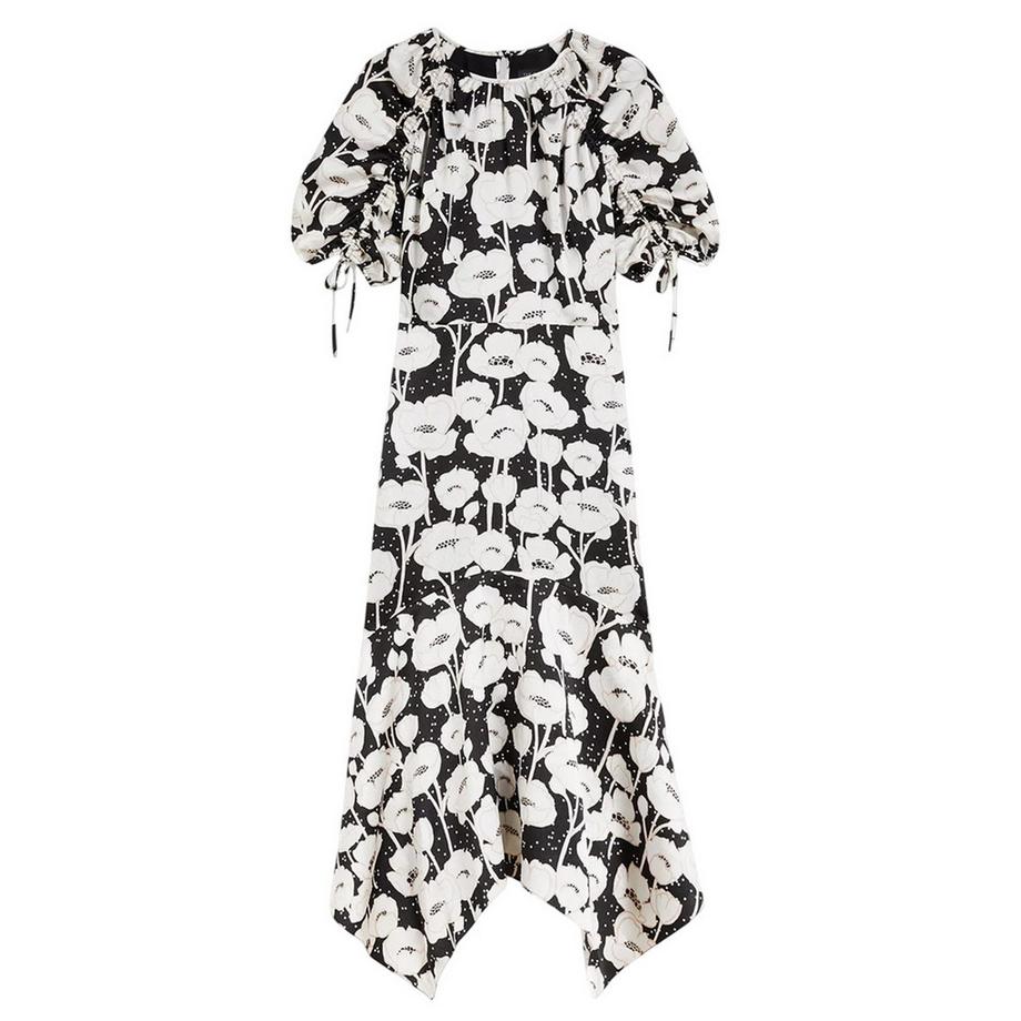 Robe Milongue Manches Bouffantes Motiftyle Coquelicot Floral Abriee