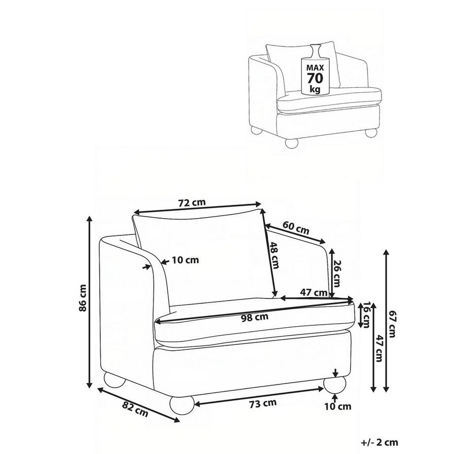 Beliani Fauteuil en Tissu chenille Minimaliste RATTVIK  
