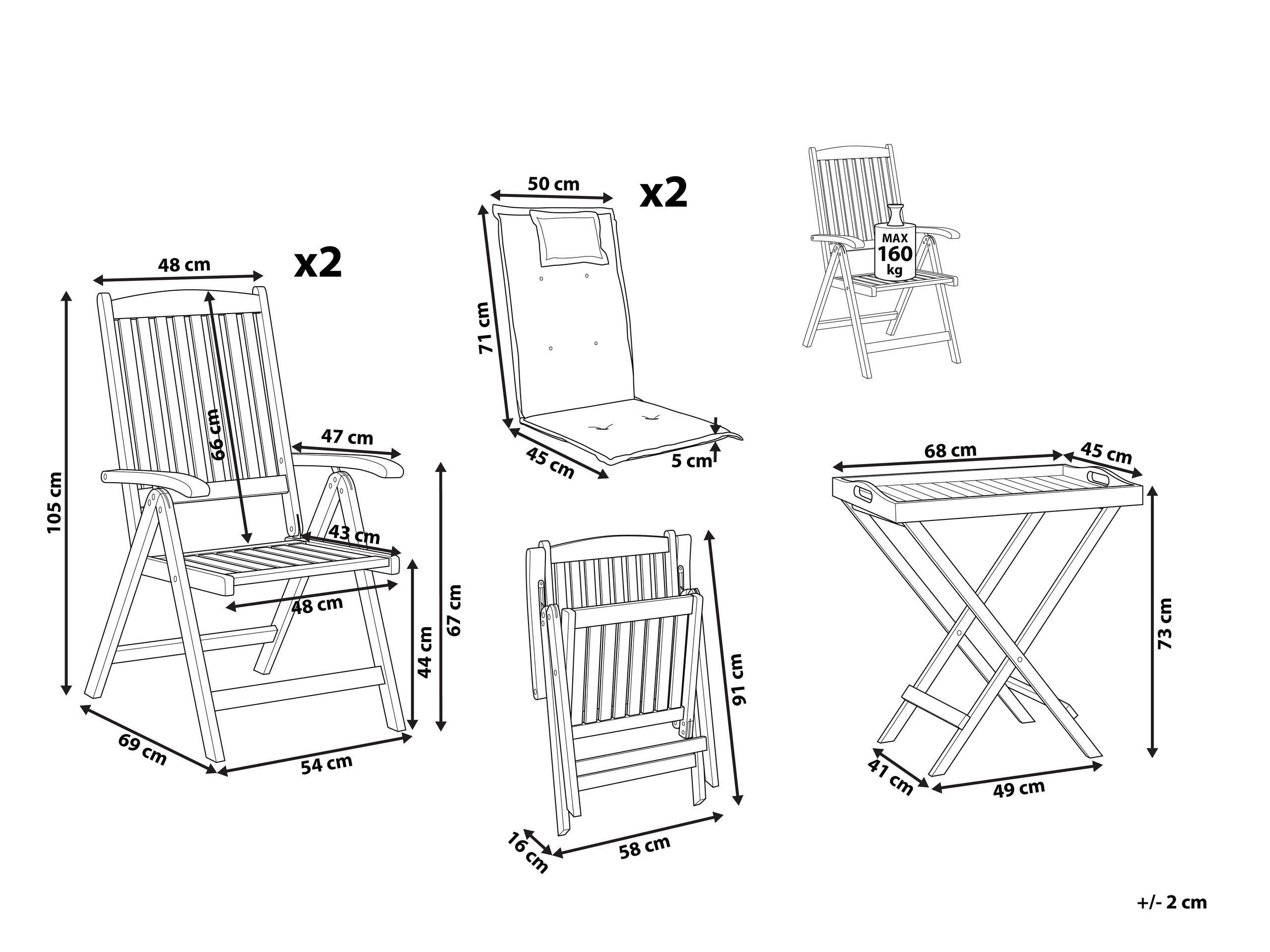 Beliani Bistro Set aus Akazienholz Klassisch JAVA  