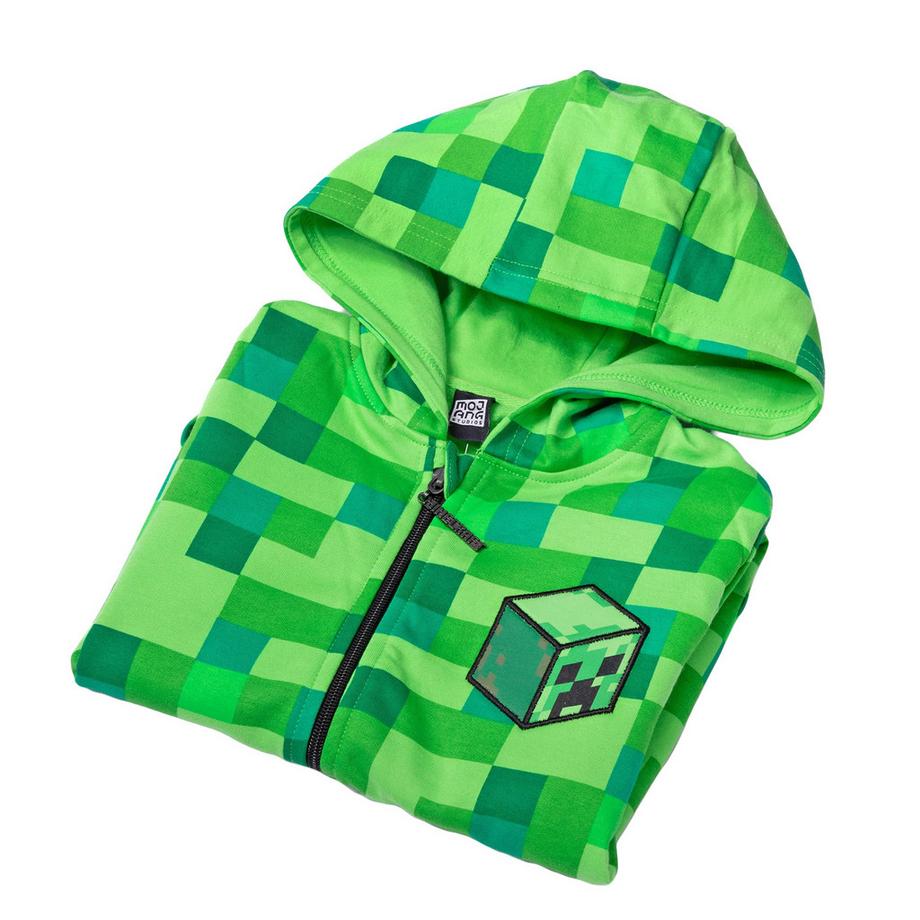 MINECRAFT  Felpa Con Cappuccio E Zip Intera Creeper 