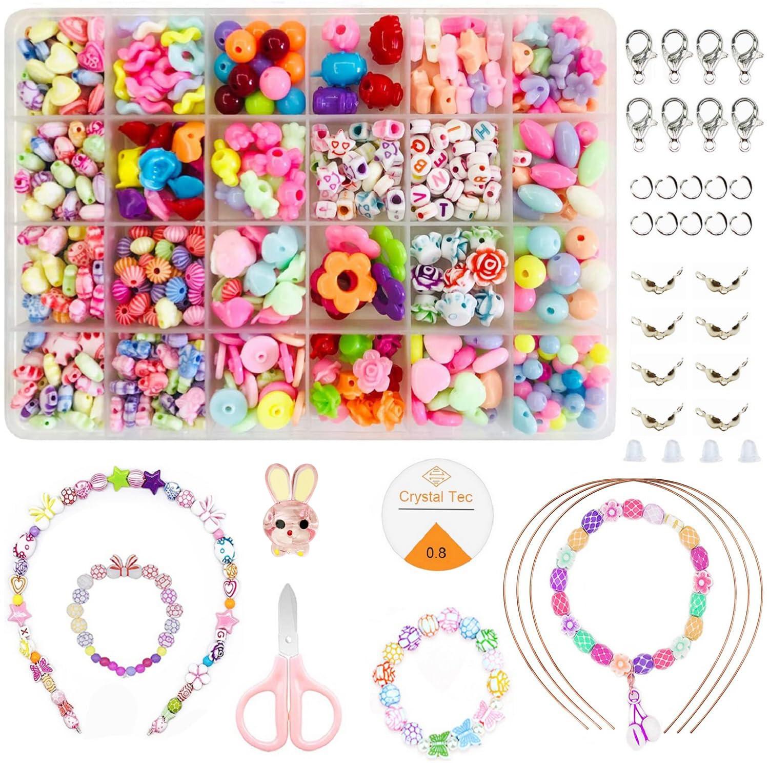 Activity-board  Perles d'enfilage pour enfants, set d'enfilage de bijoux DIY bracelets colliers 