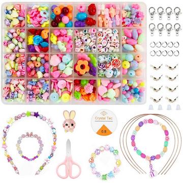 Perles d'enfilage pour enfants, set d'enfilage de bijoux DIY bracelets colliers