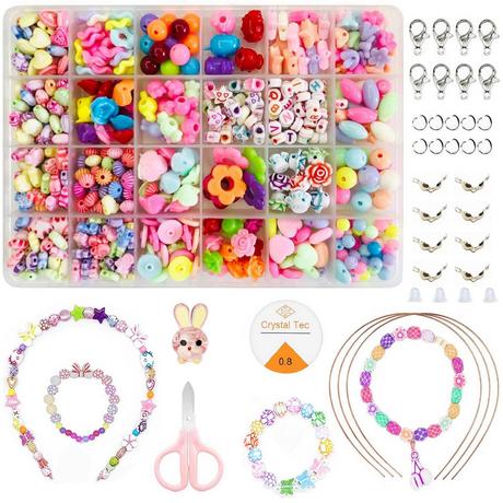 Activity-board  Perles d'enfilage pour enfants, set d'enfilage de bijoux DIY bracelets colliers 