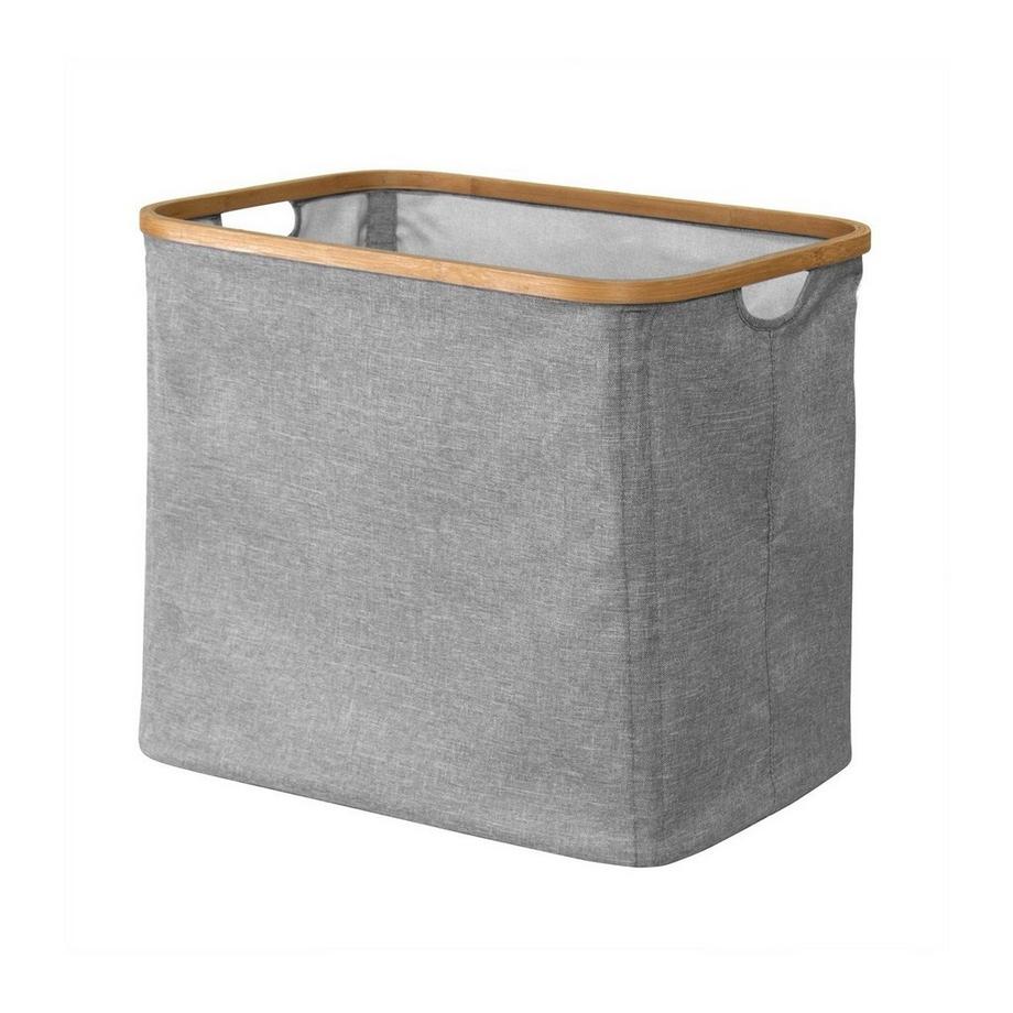 Casâme Panier à linge pliable cadre bambou coloris gris  
