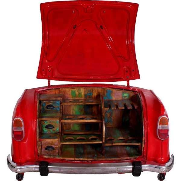 mutoni Meuble bar Car rouge 168x72x80  