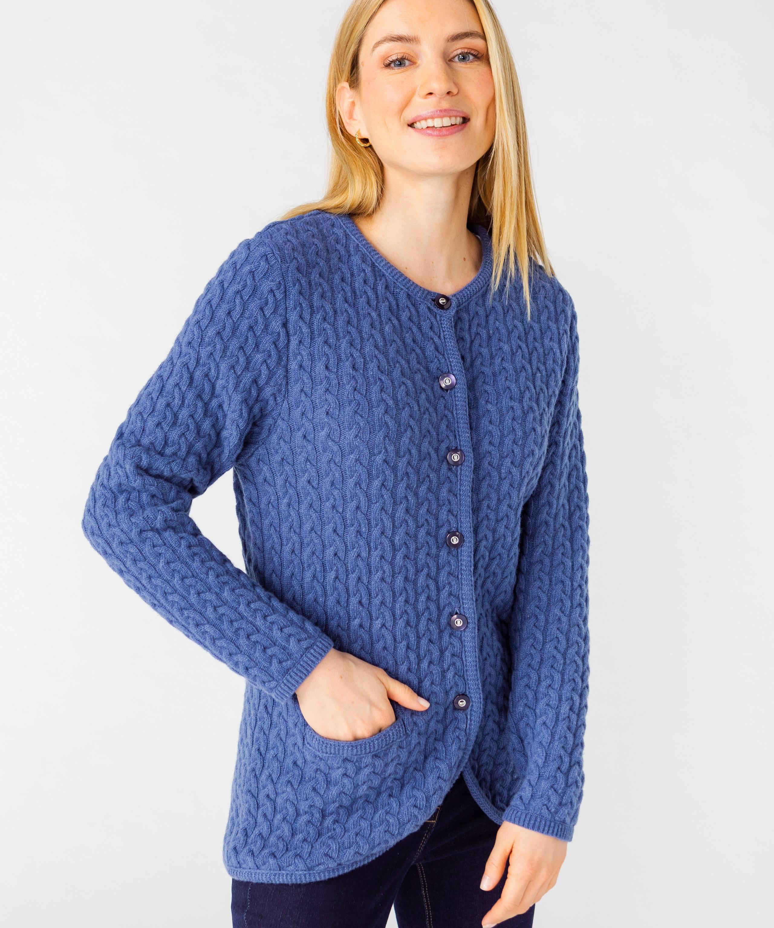 Image of Strickjacke, 80 % Lammwolle. Damen Blau 38/40