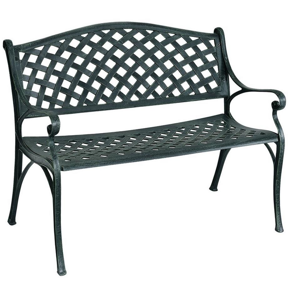 Gartenbank Aluminium-Sitzbank mit Armlehnen Sitzbank 103 x 55 x 82 cm Antikes Grün