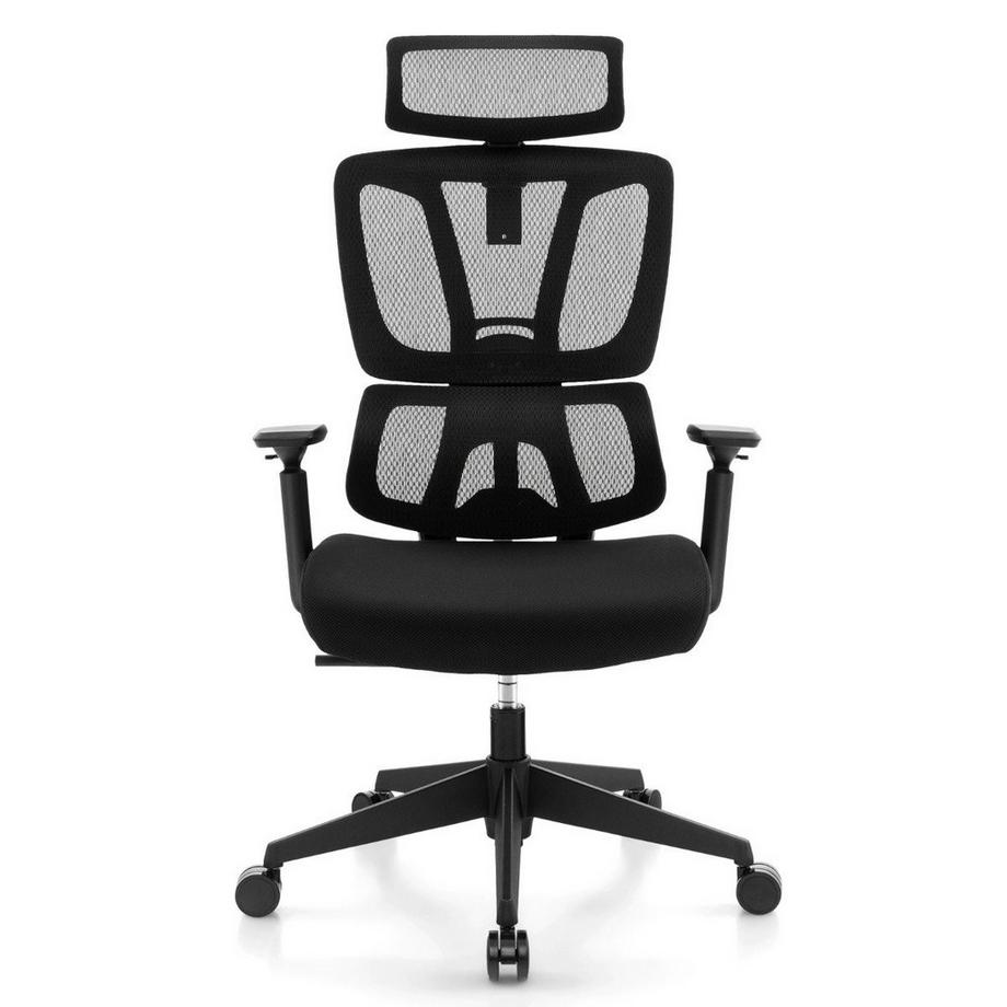 Sedia da ufficio ergonomica con supporto lombare a N. Sedia da scrivania girevole Nera