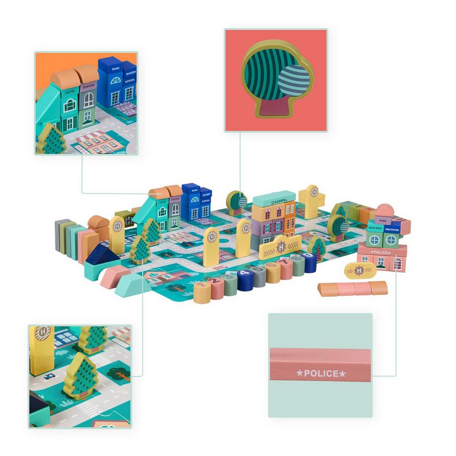 Northix  Set di blocchi di legno per costruzioni City 