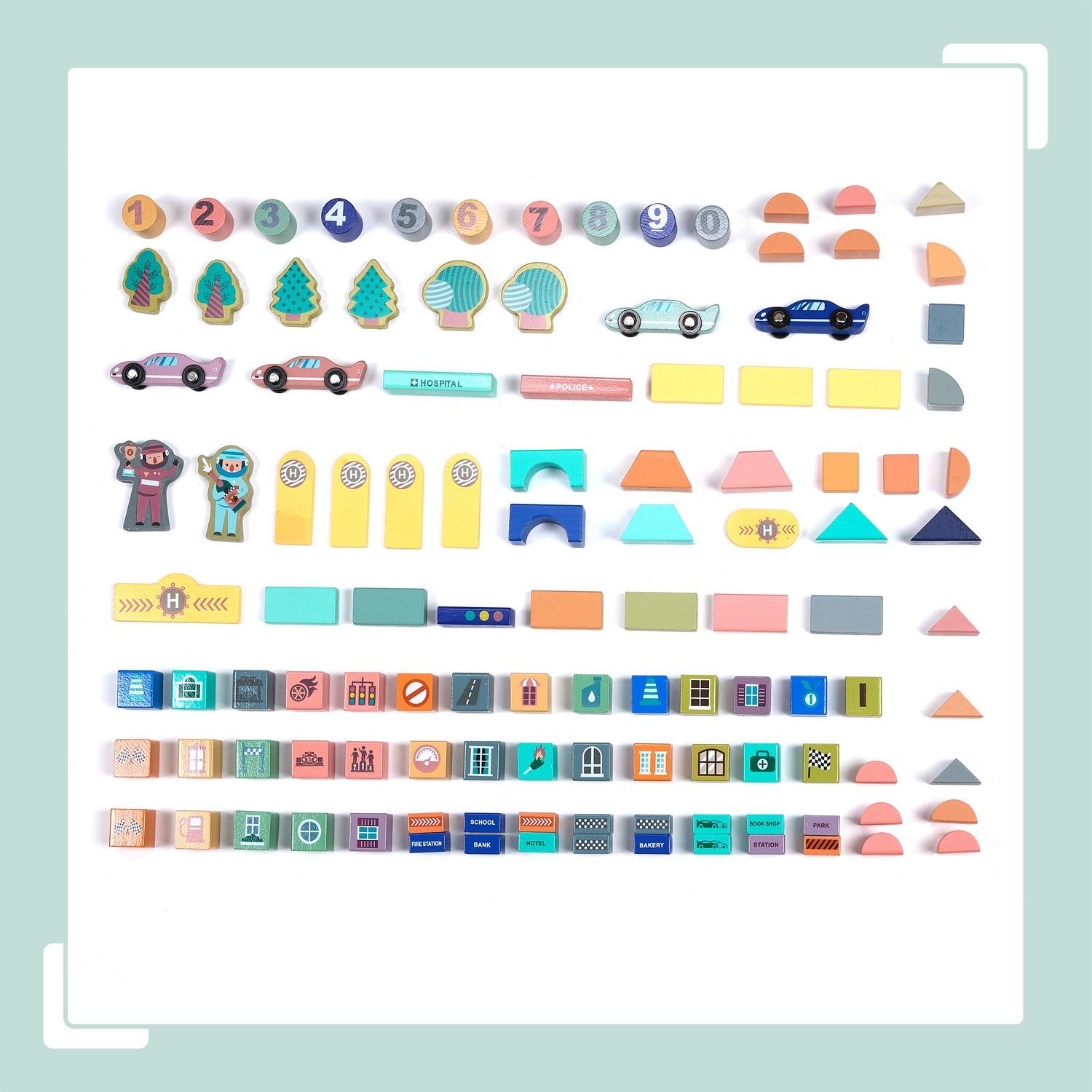 Northix  Set di blocchi di legno per costruzioni City 